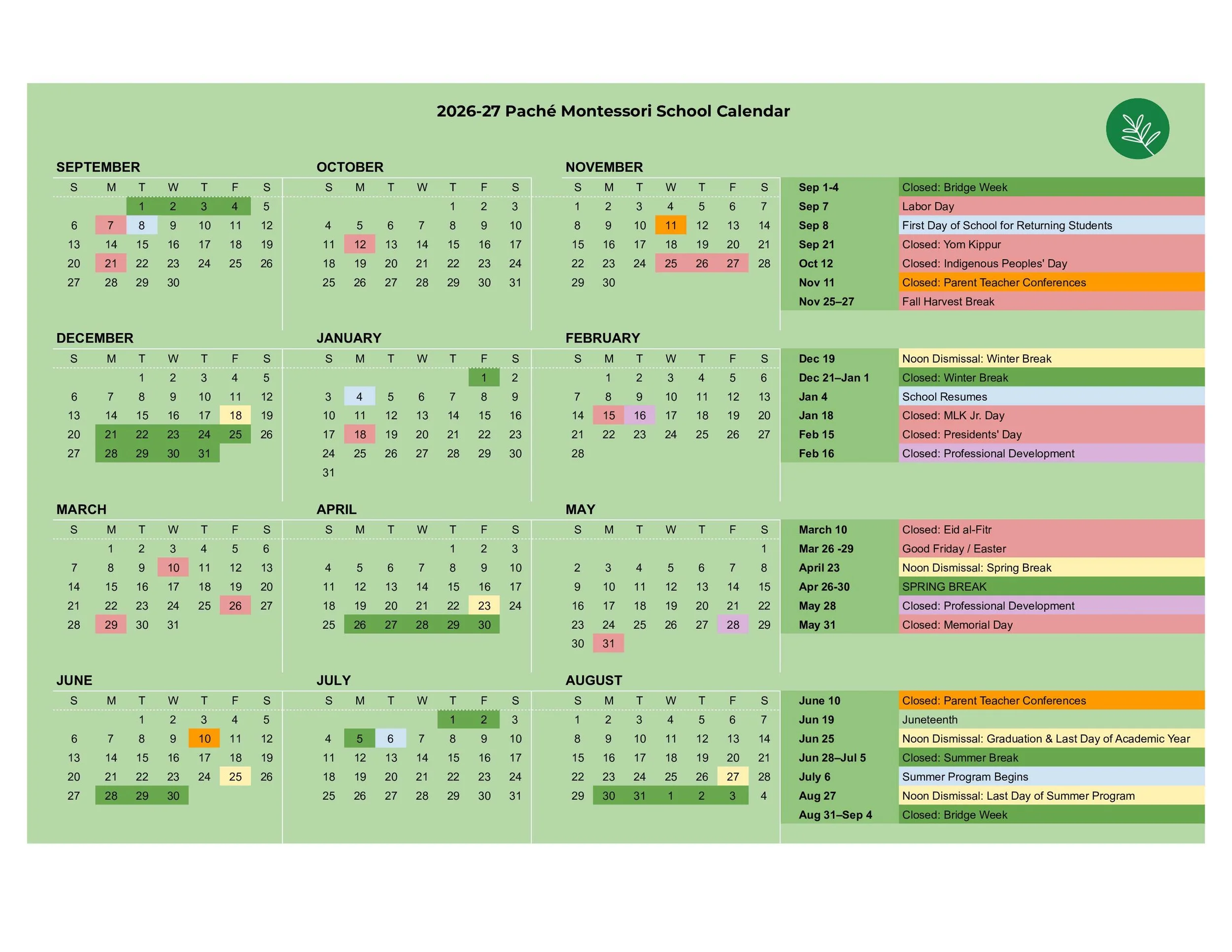 カレンダー・スケジュール The Empathist Hole Calendar Calendar | Discover School Events – Stay Updated — Paché Montessori
